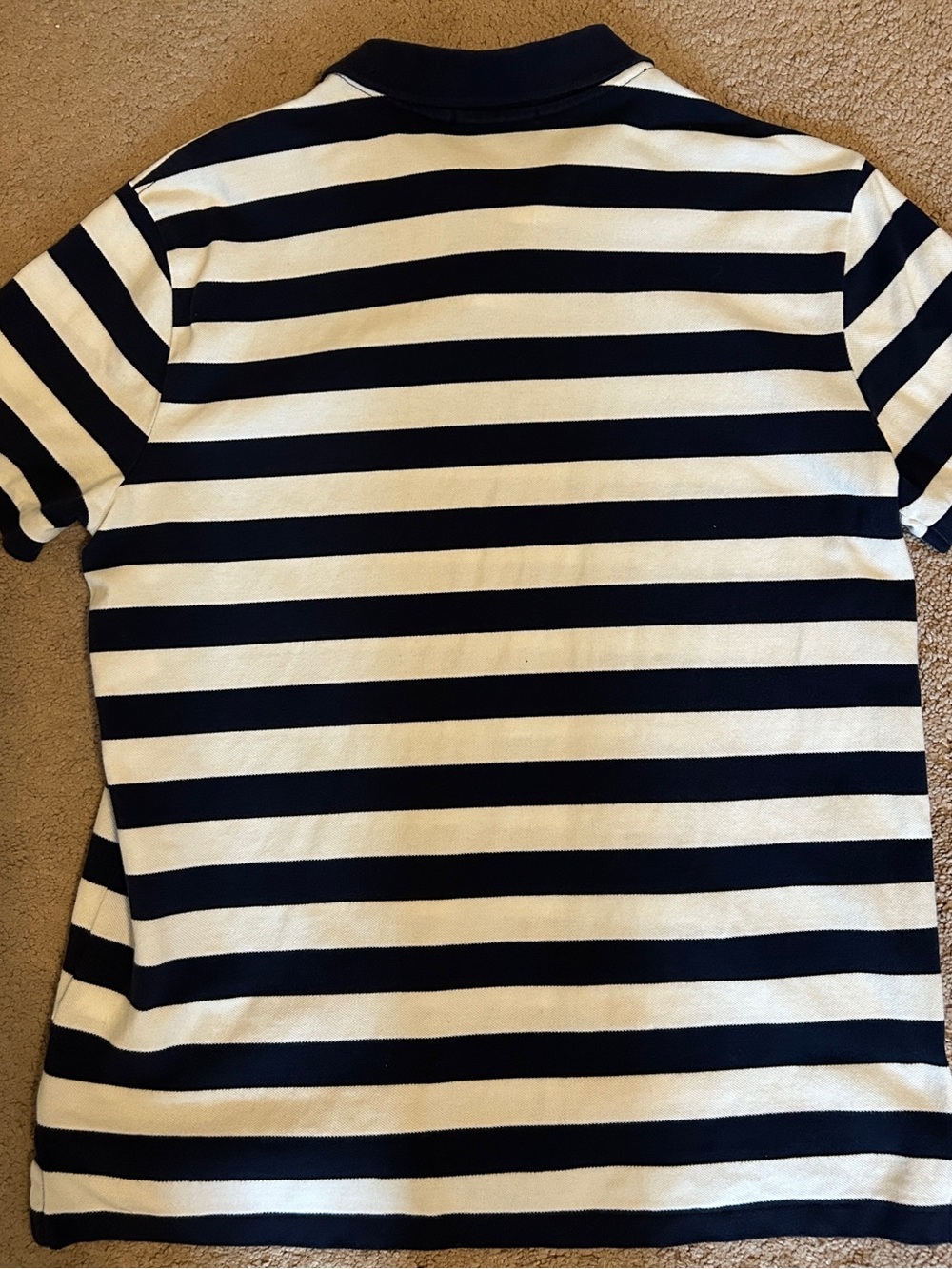 Polo by Ralph Lauren Navy & White Striped Polo with Red Pony L - Picture 3 of 3